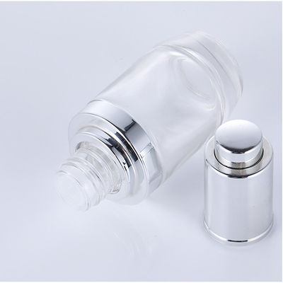 Round Transparent Glass Foundation Bottle Simple Design Silk Screen Printing Cosmetic Packaging